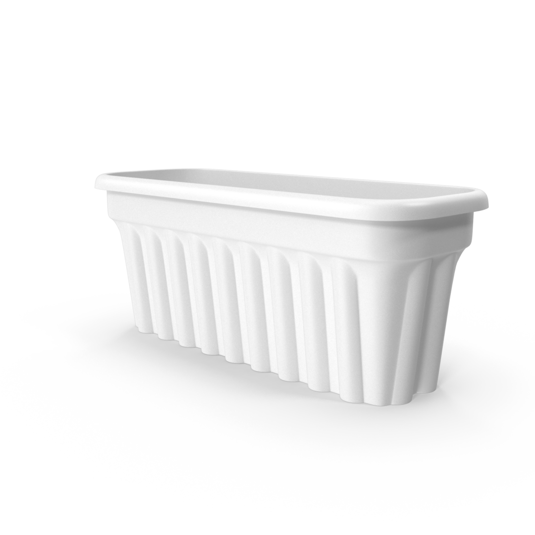 White Plastic Brown Plant Pot.H03.2k